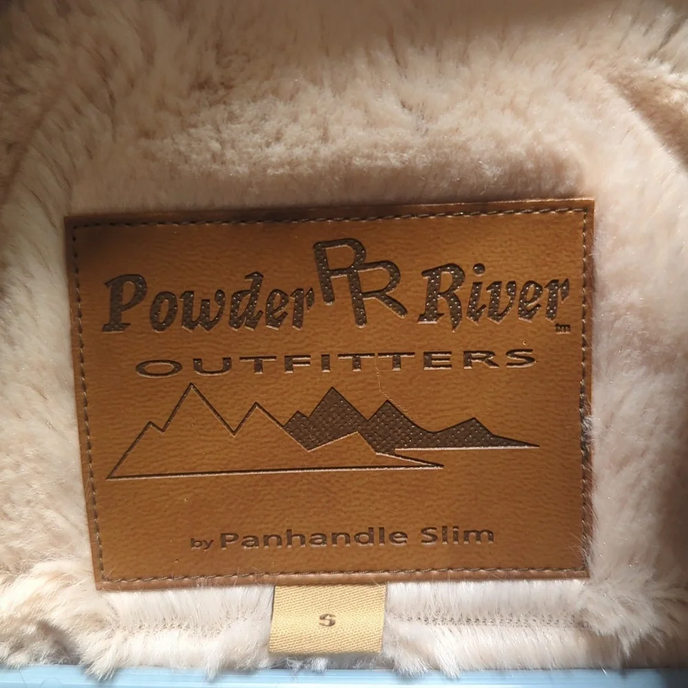 Powder River Outfitters PanhandleSlimGirls Sz S Olive Faux Fur Lined Hooded Vest